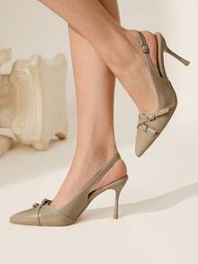 CUCCOO CHICEST Women's Fashionable Elegant Pointed Toe High Heels For Christmas - Khaki - View 6