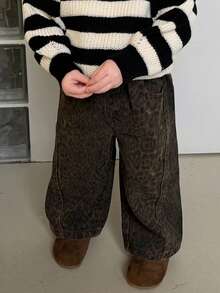 Dazy Kids 女童休闲阔腿牛仔裤 - 棕色 - 查看 1