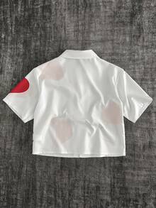 GENTILAND Men's Casual Woven Pocket Letter Embroidered Loose Short Sleeve Shirt Daily Essential Wardrobe Staple Basic Style All-Match Style Go-To Piece Mix-And-Match Item Casual Versatile Style Premium Textured Fabric - White - View 6