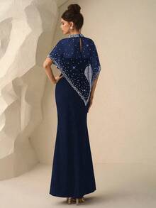 Coutiva Luxury Evening Gown, High-End Formal Dress, Elegant Chic Socialite Dress - Navy Blue - View 5
