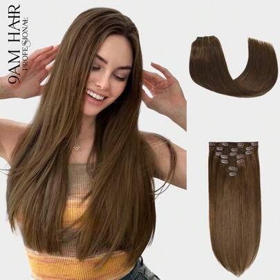 Clip In Hair Extensions Real Human Hair Remy Human Hair Extensions Clip Ins For Women, Natural Human Hair Clip Ins Hair Extensions Winter Christmas Halloween Costumes Autumn Outfits Women Fall Outfits