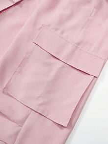 SHEIN ChillGRL Tween GirlsTrendy Sweet Girl Style Numeric Print Short Sleeve Top And Wide Leg Pants Set, Summer - Pink - View 9