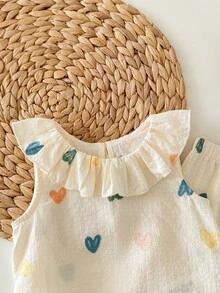 This 2 Pieces Cute Baby Girl Woven Floral Ruffle Top And Loose-Fitting Trousers Set Is Suitable For Birthday Parties, Evening Parties, Performances, Weddings, Baptisms, School Ceremonies, School Trips, And Spring/Summer.