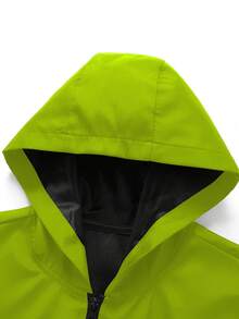 Manfinity Homme Áo khoác dài tay có mũ trùm đầu, màu trơn, túi khóa kéo, đa năng dành cho nam, thích hợp cho hoạt động ngoài trời. - Màu xanh Bạc hà - Xem 4