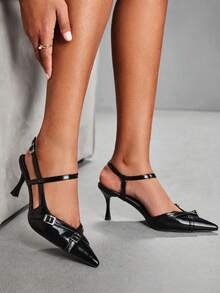 CUCCOO SZL Simple Casual Solid Color Pointed Toe Women Pumps - Black - View 7