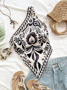 Soleia New Asymmetrical Shoulder Backless Blouse, Suitable For Party, Date, Valentine's Day, Easter, Carnival, Afternoon Tea, Beach Vacation, City Vacation, Bohemian, Boho, Romantic Floral,Carnival - Multicolor - View 1