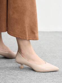 CUCCOO BIZCHIC Women's Pointed Toe Low Heel Classic Simple Basic Commute Work Party Pumps - Deep Apricot - View 4