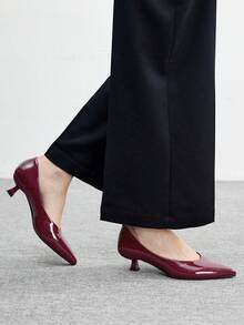 CUCCOO BIZCHIC 女士尖头低跟经典简约基础款通勤工作派对高跟鞋 - 中紫紅色 - 查看 5