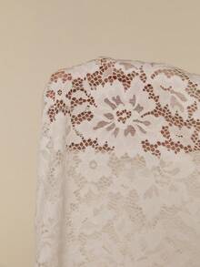 ATUI Studio New Sleeveless Lace Dress, Ombre Floral Sheer Elegant Long Dress, Vacation & Everyday Chic Fairy Style - White - View 6