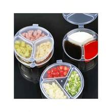 5/10 /30/50 Pieces Colorful 3 Compartment Snack Box Containers With Lids - Reusable, Portable, Leak Proof Plastic Sauce And Dipping Sauce Containers For On-The-Go Snacks Picnics Condiments And Meal Prep - Multicolor - View 7