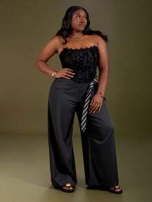 CurvyTilda Plus Size Bra  Fishbone Shaping Chest Wrap Off-Shoulder Women's Wear Outer Wear Chest Support Vest Corset Top, Suitable For Parties, Carnivals, Halloween And Other Festivals, Suitable For Daily Dating, Night Out, Nightclubs, Parties, Get-Togethers, Cocktail Parties, Pool Parties, Back-To-School Season,/For Winter,Corset Top/Valentine's Day/Halloween/Birthday /Plus Size Top, For Hourglass Body Shape