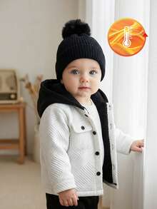 Baby Boy Toddler Contrast Color Fluffy Hooded Jacket,Late Fall Winter White Modest Date Outerwear,Infant Zip Long Sleeve Casual Clothes 0-3 Years - White - View 8