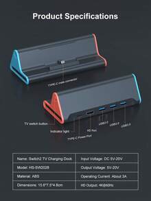 Teckwe Switch 2 遊戲主機 TV 接駁底座，附 Type C/USB 接口、USB 3.0 快充底座支架 - 彩色 - 查看 5