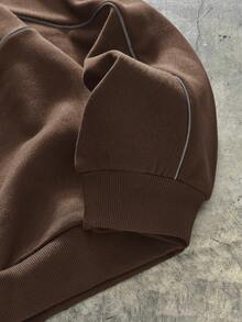 AXEPEAK Sudadera holgada de cuello redondo de manga larga con parches reflectantes para hombre - Marrón - Ver 4