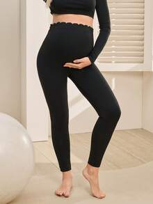 GentleRue Maternity Maternity Solid Color High Waist Slim Fit Leggings - Black - View 5