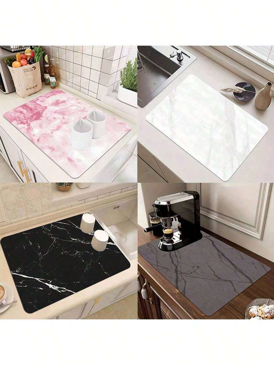 1 件装厨房台面石质餐具沥水垫,吸热耐热硅藻土材质,适用于水槽托盘、碗碟、瓶子、杯子和宠物碗。 - 彩色 - 查看 1