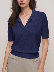 BizChic 2025秋冬新款不对称菱形针织高领套头毛衣，海军蓝，90年代教师风，优雅百搭，适合工作、休闲、正式场合、派对、海滩、婚礼、假日、早餐、机场、国庆节、圣诞节、感恩节等各种场合。