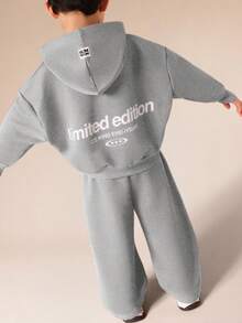 Bộ đồ thể thao SUMWON dành cho bé trai, gồm áo hoodie và quần jogger, phiên bản giới hạn, in họa tiết, thích hợp mặc đi nghỉ mát. - Màu Xám nhạt - Xem 1