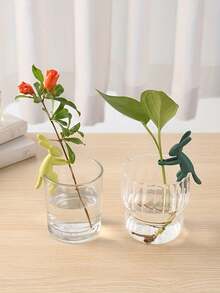 Haus Hana 水培植物支架兔子形塑料固定器家用盆栽鱼缸花瓶植物生长直立架园艺摆件装饰架 - 彩色 - 查看 3