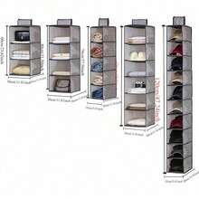 Bolsa de almacenamiento colgante plegable de un solo juego para ropa, sombreros y múltiples rejillas - multicolor - Ver 2