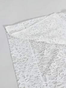 Ontre 2026 女士白色蕾丝舒适宽松透气风衣，翻领设计配腰带，现代都市休闲商务办公着装，低调优雅高品质，简约优雅时尚街头风长款外套 - 白色 - 查看 8