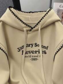 INAWLY Women's Fashion Casual Minimalist Romantic Daily Versatile Contrast Color Letter Sweatshirt