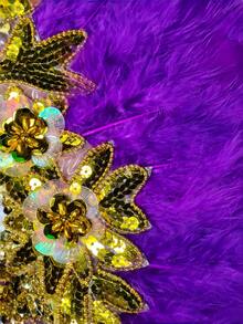 1 Afro-Style Feather Fan, An Elegant Bridal Look For Costumes, Dance Performances, Tea Parties And Wedding Decorations - Purple - View 5