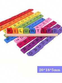 100/200pcs, Colorful Wood English Letter Homemade Craft DIY Handmade Party Decoration Gift Birthday - Candy color - View 2