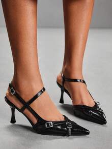 CUCCOO SZL Simple Casual Solid Color Pointed Toe Women Pumps - Black - View 1