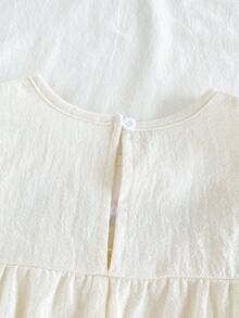 Vintaside Kids 女童花卉刺绣衬衫和碎花裤套装 - 白色 - 查看 11