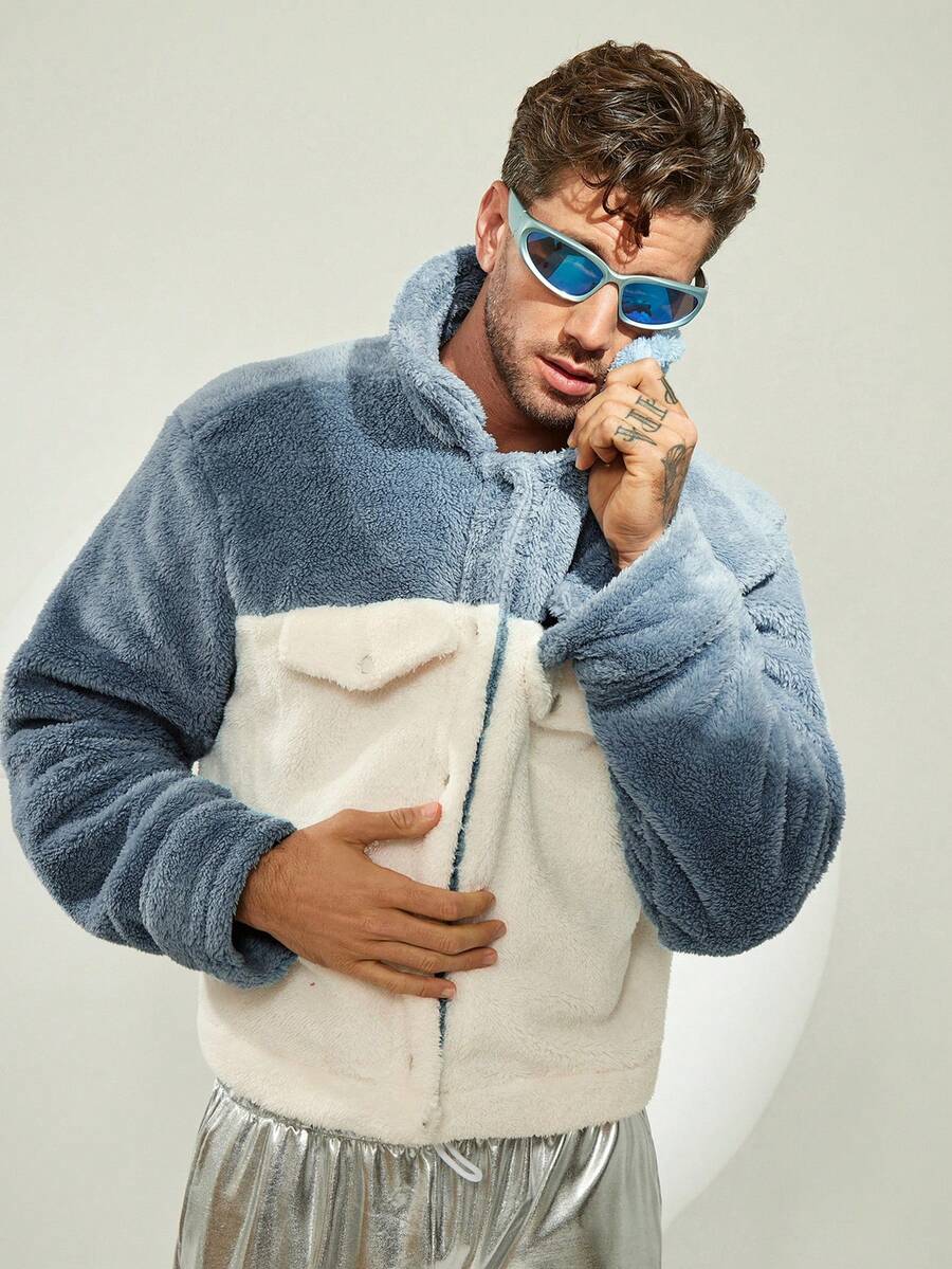 FeverCity Jachetă casual bărbătească cu model patchwork în culori contrastante, toamnă/iarnă