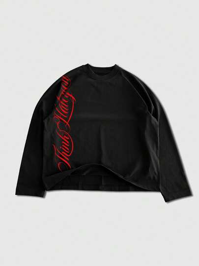 Street Life Men's Casual Letter Print Long Sleeve T-Shirt, Autumn