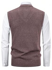 Manfinity Mode Áo len dệt kim Jacquard thời trang xuân/thu cho nam - Cà phê nâu - Xem 2