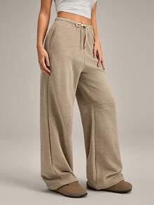 SHEIN 2pcs Women Solid Color Casual Lounge Pants, Winter - Multicolor - View 6