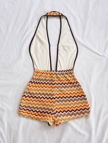 Soleia Bộ jumpsuit đi nghỉ mát dành cho nữ, chất liệu vải kẻ sọc nhiều màu sắc, cổ chữ V sâu, hở lưng, ôm sát gợi cảm, thích hợp cho các dịp thường ngày, hẹn hò, ngày Valentine, tiệc trà chiều, đi biển, du thuyền, nghỉ mát thành phố, lễ hội âm nhạc, tiệc tùng, phong cách Boho, Hippie, miền Tây, có thể mặc trong nhà hoặc ngoài trời, phù hợp cho mọi mùa, đi làm hàng ngày. - Nhiều màu - Xem 2