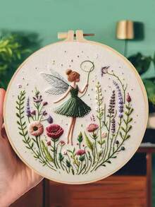 1PC New Winged Girl Embroidery DIY Kit With Manual & English Instructions, Easy For Beginners, Perfect Home Decor Holiday Gift, All-Season Handcrafted Decor - Multicolor - View 2