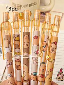 SHEIN 1pc/3pcs/6pcs/12pcs Capybara Erase Push-Button Automatic Pencil, (6pcs Box) Color Style Random, High-Quality Creative Student Stationery Pen, Cute Erase Automatic Pencil, 0.5mm Student 2B Pencil, No To Sharpen The Core, Replaceable Core Push-Button Automatic Core, Smooth Writing, Built-In Eraser, Suitable For Adult And Student Creation, Family Drawing, Christmas Card Coloring,Office Signature Supplies, Giftery For Family, Friends, Colleagues, Boys, Girls, School Supplies - Multicolor 1 - View 10