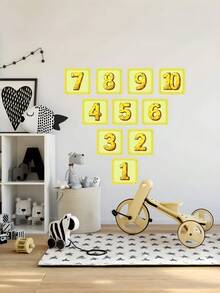 Bộ 10 miếng dán trang trí sàn nhà họa tiết kẻ caro sống động - Chống thấm nước, tự dính, có thể tháo rời và dễ lau chùi - Hoàn hảo cho nhà hơi, lớp học và trang trí nhà cửa. - Màu vàng - Xem 5