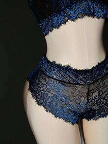 SHEIN 2pcs Set Bra Tanpa Kawat Berenda Ukuran Besar untuk Wanita - MultiWarna - View 4