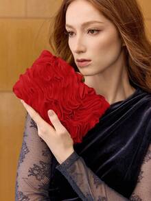 MOTF PREMIUM RUCHED KISS LOCK EVENING BAG,VALENTINES DAY - Red - View 7