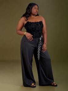 CurvyTilda Plus Size Bra  Fishbone Shaping Chest Wrap Off-Shoulder Women's Wear Outer Wear Chest Support Vest Corset Top, Suitable For Parties, Carnivals, Halloween And Other Festivals, Suitable For Daily Dating, Night Out, Nightclubs, Parties, Get-Togethers, Cocktail Parties, Pool Parties, Back-To-School Season,/For Winter,Corset Top/Valentine's Day/Halloween/Birthday /Plus Size Top, For Hourglass Body Shape