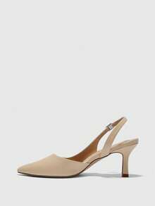 CUCCOO BIZCHIC Tacones de aguja de punta fina para mujer, de tacón alto y estilo minimalista con tira posterior, aptos para ir al trabajo, citas, fiestas y vacaciones - Albaricoque - Ver 9