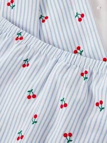 Genkimix Kids School Girl Pajamas - Cute Cherry Print Long Pants And Cardigan 2 Pieces Casual Loungewear Set For Tween Girls Cherry Pajama Set - Multicolor - View 7