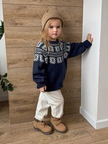 DAZY Young Girls Round Neck Christmas Vibe Korean Style Long Sleeve Sweater, Autumn/Winter - Blue - View 4