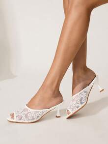 CUCCOO CHICEST Women's Fashion Daily Wear High Heel Sandals With Applique For Christmas - White - View 5