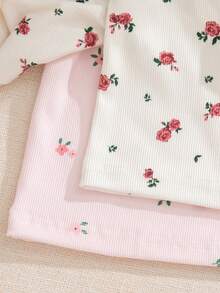 SHEIN 2pcs/Set Vintage French Style Ditsy Floral Long Sleeve T-Shirt Set, Suitable For Home, Outdoor And Multiple Occasions, Girls - Multicolor - View 8