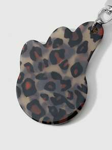 ROMWE Kawaii 1 Y2k Retro Hottie Brown Leopard Print Rhinestone Webbing Bow Acrylic Wing Mirror Double-Sided Star DIY Bone Keychain Bag Pendant, Holiday Gift - Brown-45 - View 10