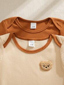 Souflis Souflis Bộ 2 món/Bộ đồ liền thân dệt kim dài tay họa tiết gấu dễ thương phong cách Pháp cổ điển, thích hợp mặc ở nhà, chơi và nhiều dịp khác nhau, dành cho bé trai - Nhiều màu - Xem 9