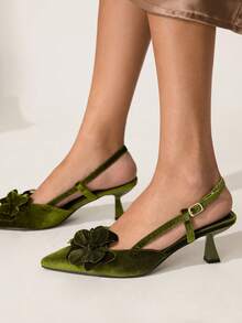 CUCCOO CHICEST Zapatos de tacón elegantes para fiesta de mujer con decoración floral 3D