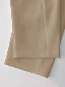 GlowEve CURVE Bộ vest công sở trang trọng dành cho nữ cỡ lớn, cổ áo xẻ, cài một hàng khuy, khóa kim loại, tay dài và quần tây. - Màu Khaki - Xem 3